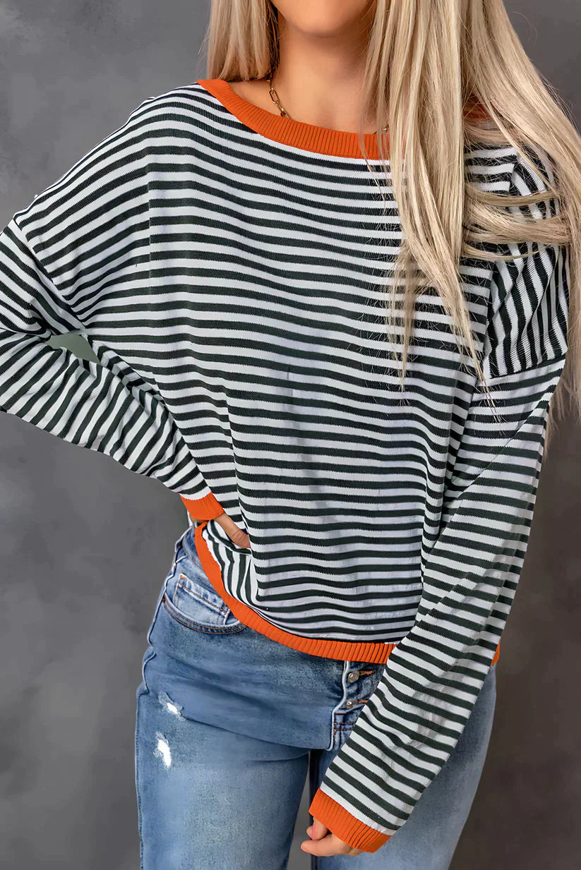 Giulia Arangona™ - Gestreifter Pullover mit überschnittenen Schultern