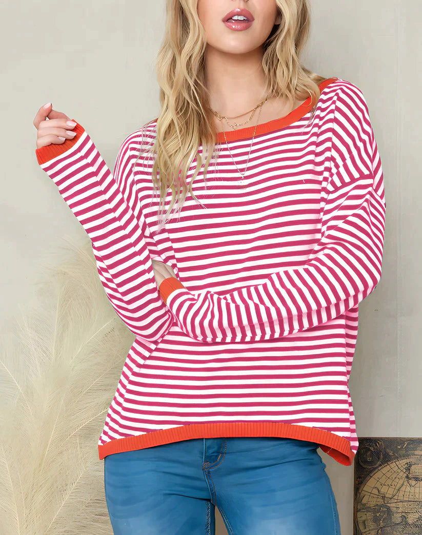 Giulia Arangona™ - Gestreifter Pullover mit überschnittenen Schultern