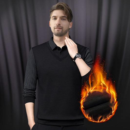 MatteoRica™ Herren Hemd mit Strickmanschette