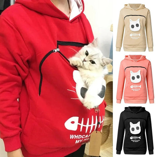 MeowModa™ Katzenliebhaber Kuscheltasche Hoodie